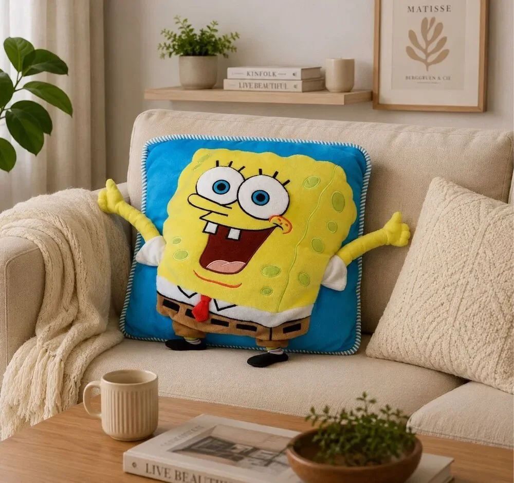 SpongeBob SquarePants Vintage 3D Pillow Plush 2001 Viacom Amrs & Legs 14x16"